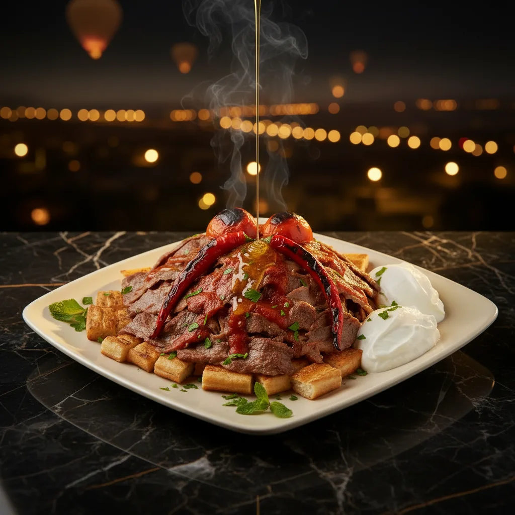 Iskender — viande kebab nappée de sauce tomate et beurre