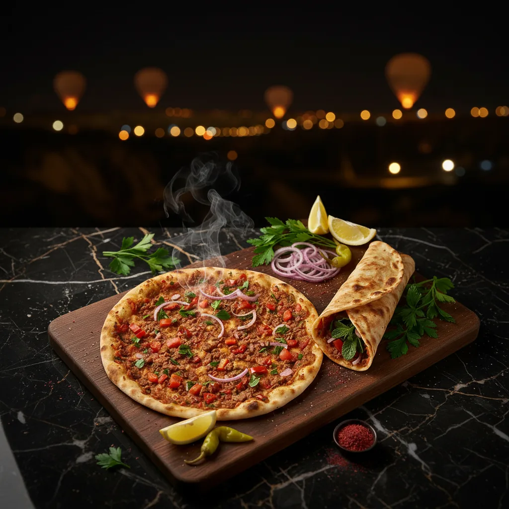 Lahmacun — pizza turque viande hachée tomate oignon
