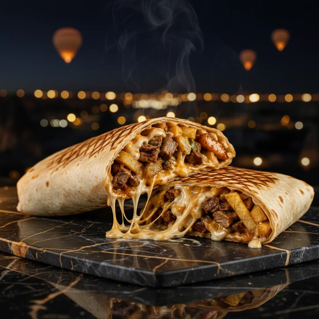 Tacos XL — 3 viandes, cheddar fondu, frites, sauce algérienne